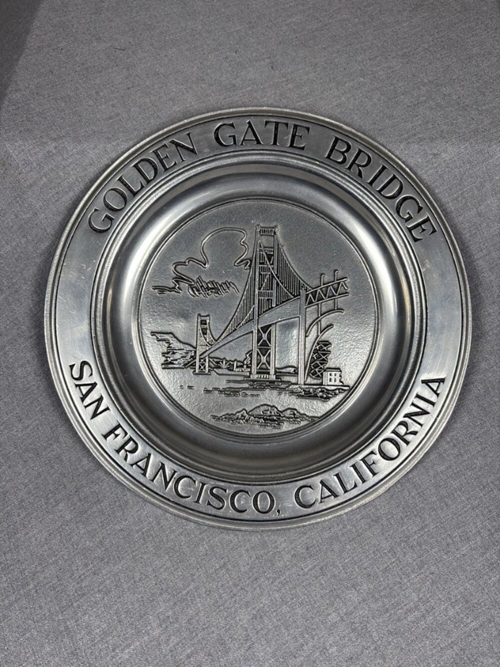 Vintage Wilton Armetale Golden Gate Bridge San Francisco California Metal Plate